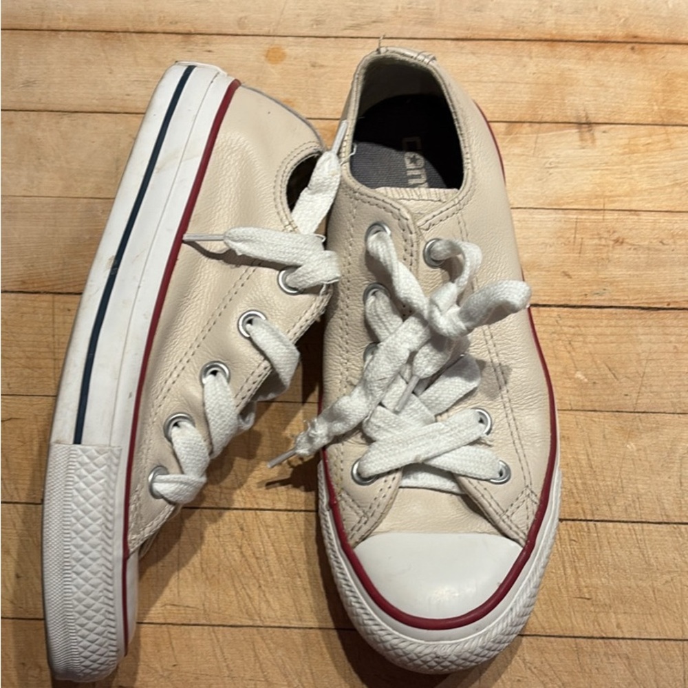Converse Cream Leather Sneakers with Subtle Accents